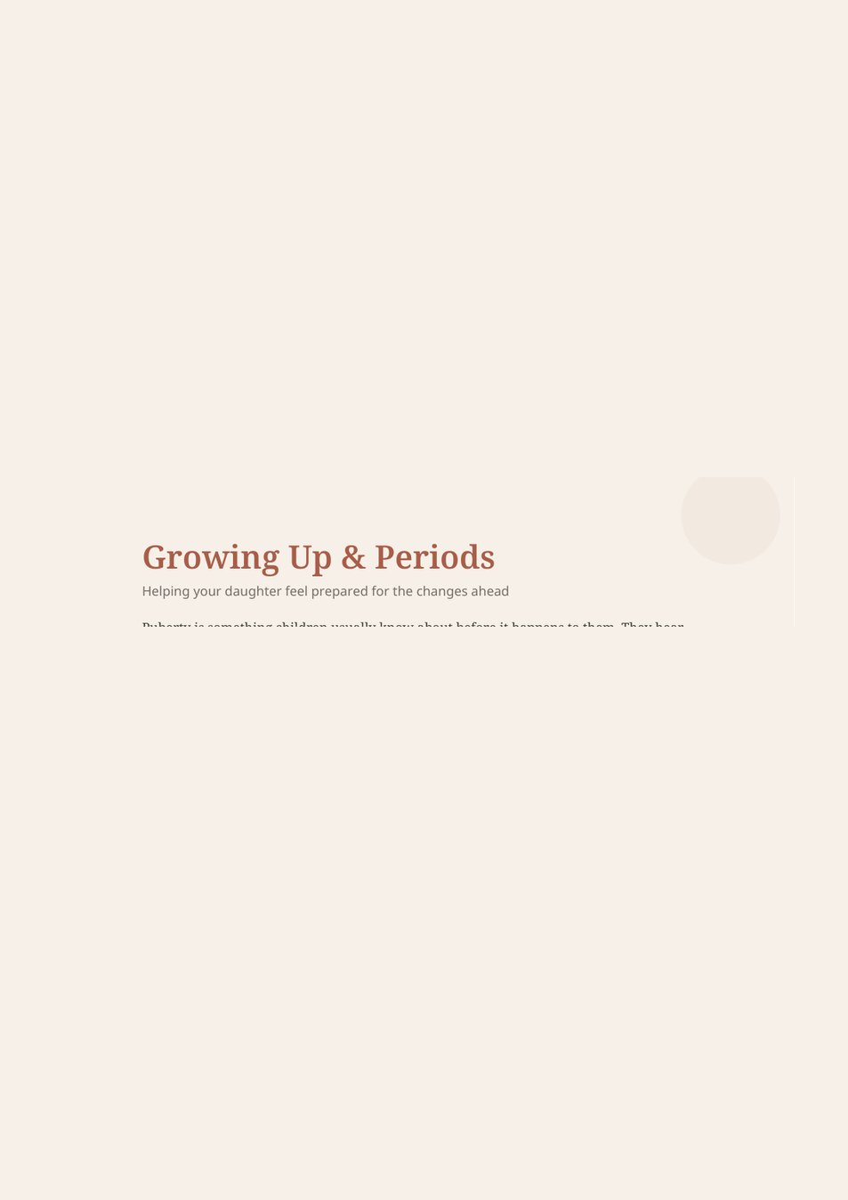 Growing Up & Periods